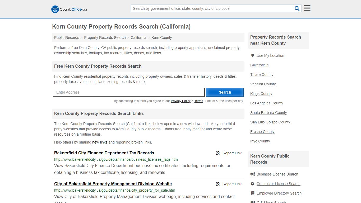 Property Records Search - Kern County, CA (Assessments ...