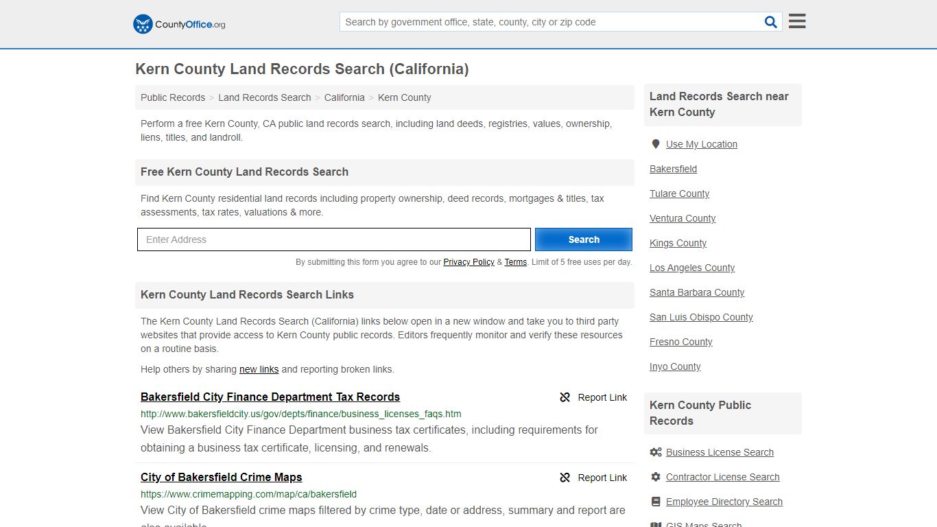 Land Records Search - Kern County, CA (Deeds, GIS Maps ...